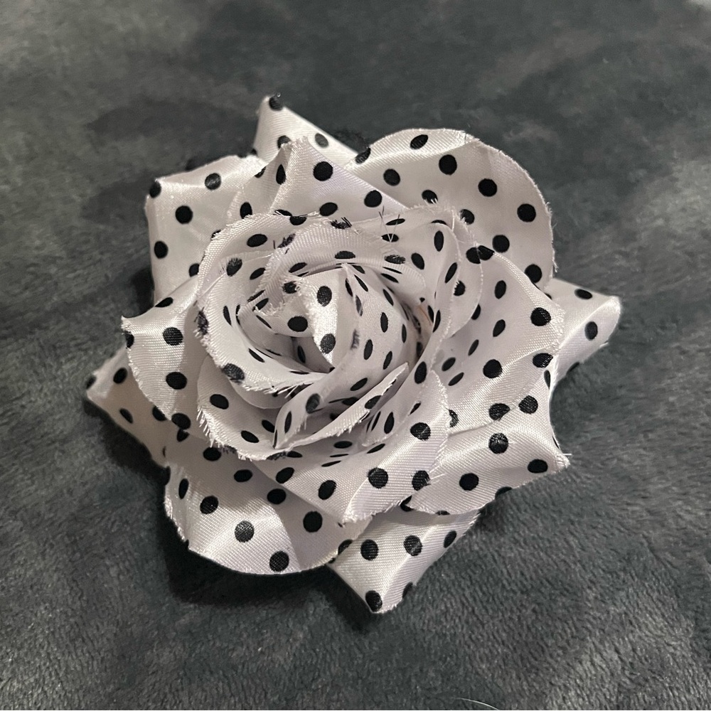 Polka Dot Pinup Large Rose Flower Hair Clip NWT